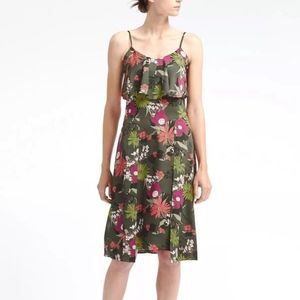 Banana Republic Strappy Floral Green Midi Dress